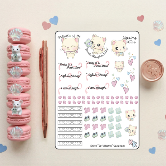 Emiko's "Soft Hearts" Cozy Days Sticker Sheet