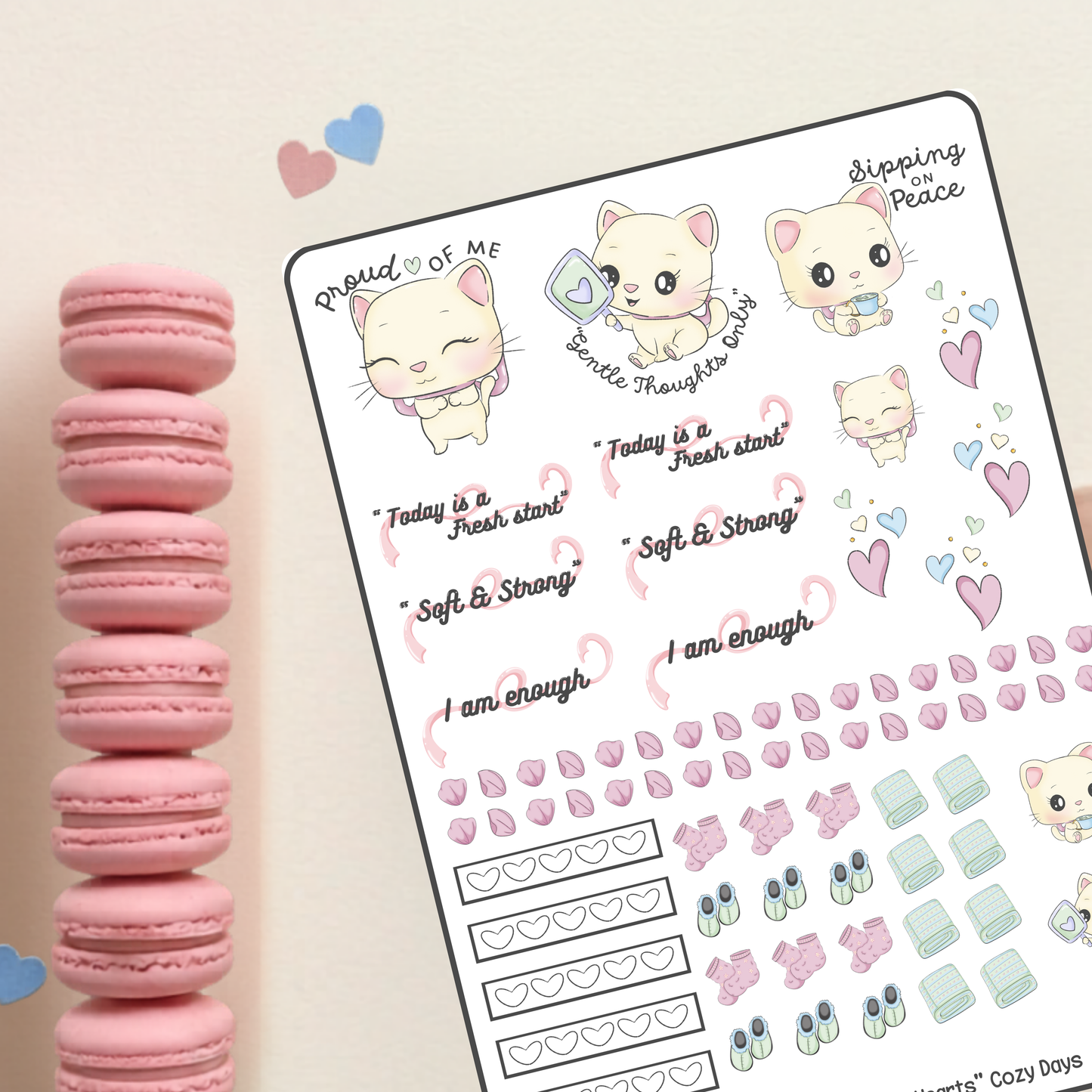 Emiko's "Soft Hearts" Cozy Days Sticker Sheet