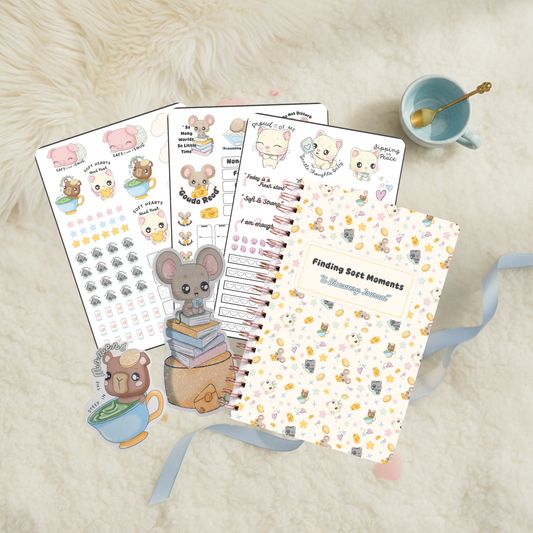 Finding Soft Moments Journal Bundle - Handmade Kawaii Stationery Set