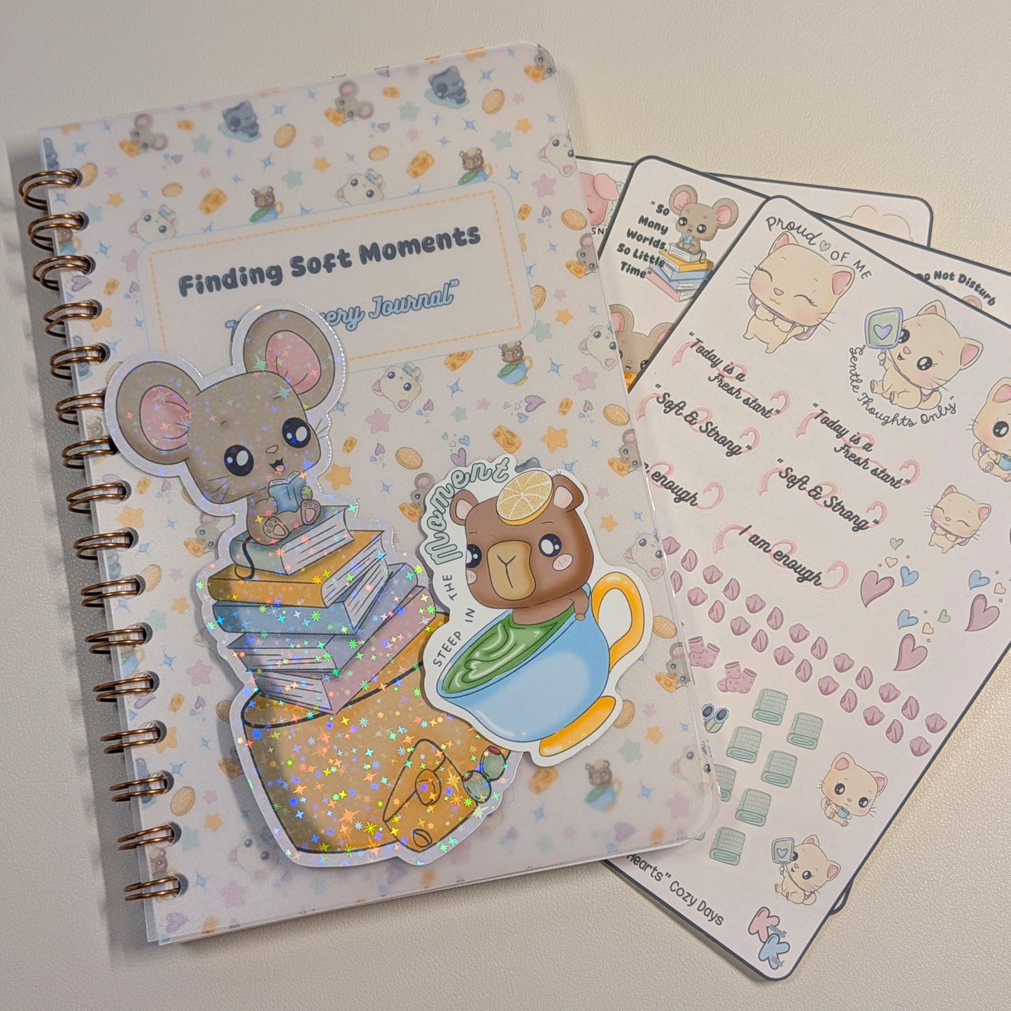 Finding Soft Moments Journal Bundle - Handmade Kawaii Stationery Set