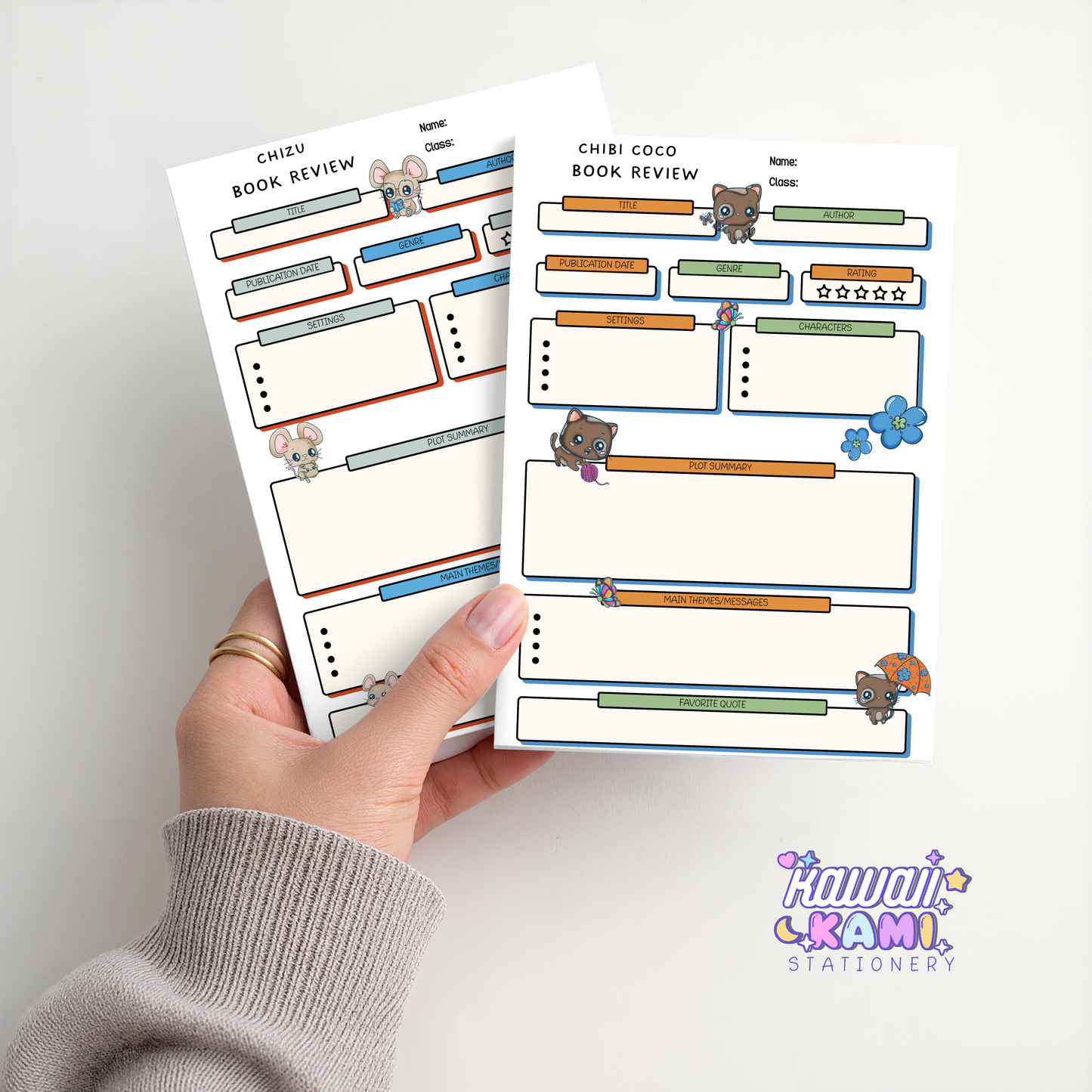 Kawaii Book Review Notepads, Original Artwork & Design