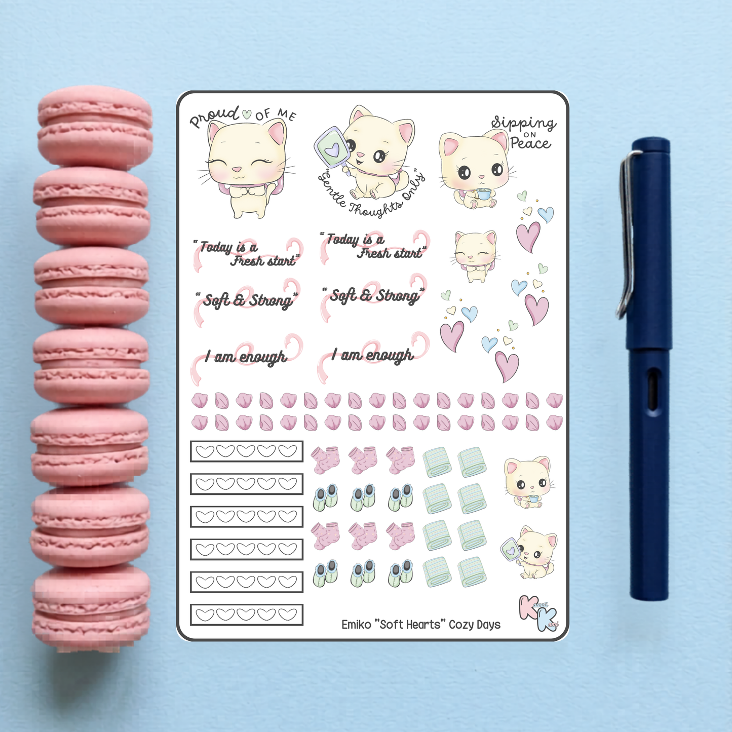 Emiko's "Soft Hearts" Cozy Days Sticker Sheet