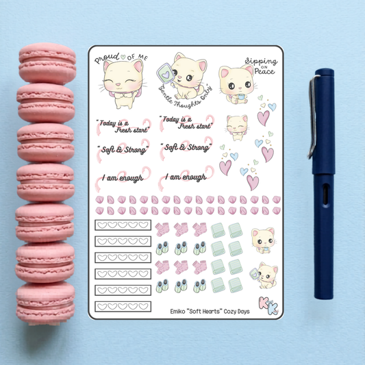 Emiko's "Soft Hearts" Cozy Days Sticker Sheet