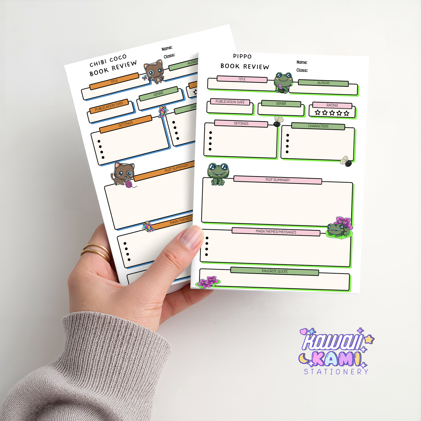 Kawaii Book Review Notepads, Original Artwork & Design