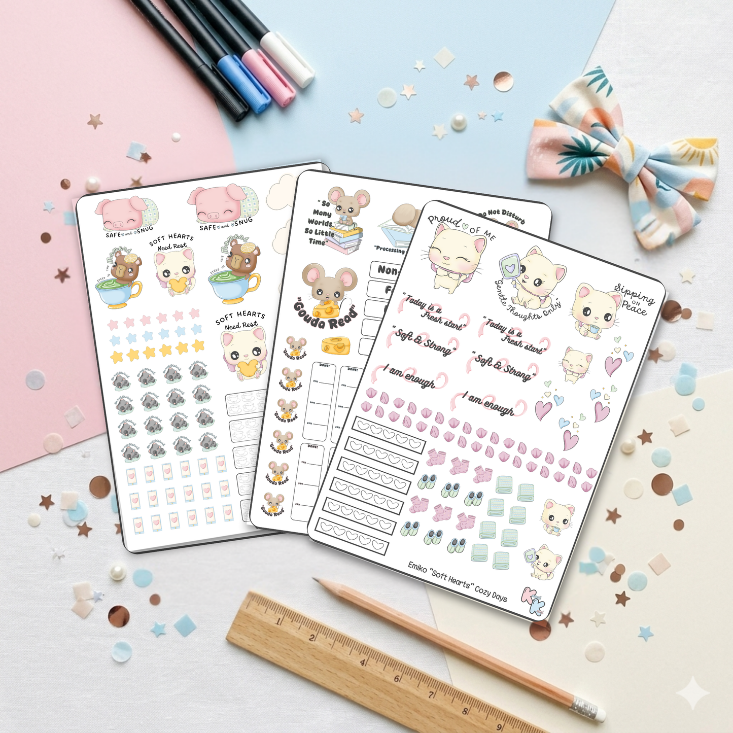 Finding Soft Moments Journal Bundle - Handmade Kawaii Stationery Set