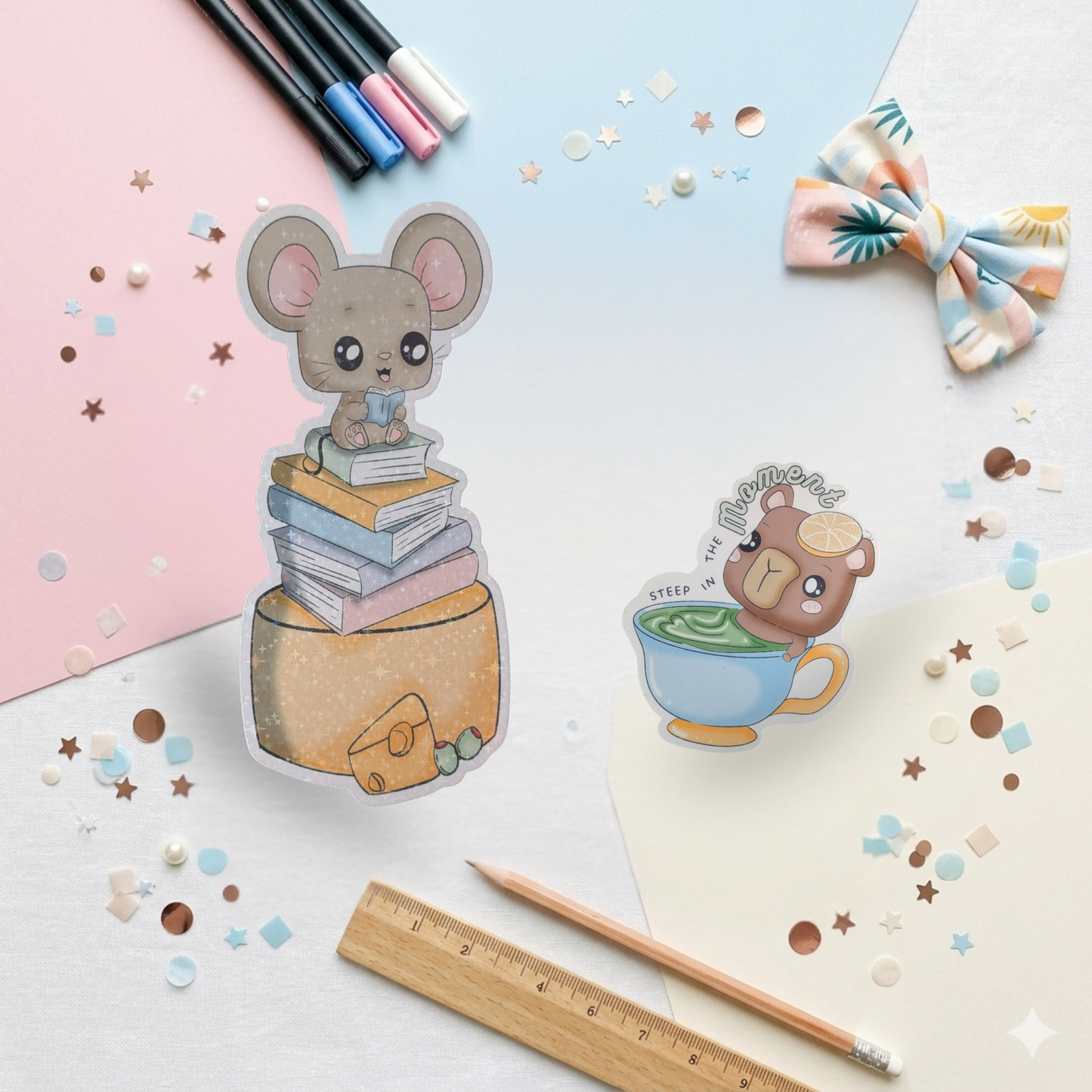 Finding Soft Moments Journal Bundle - Handmade Kawaii Stationery Set