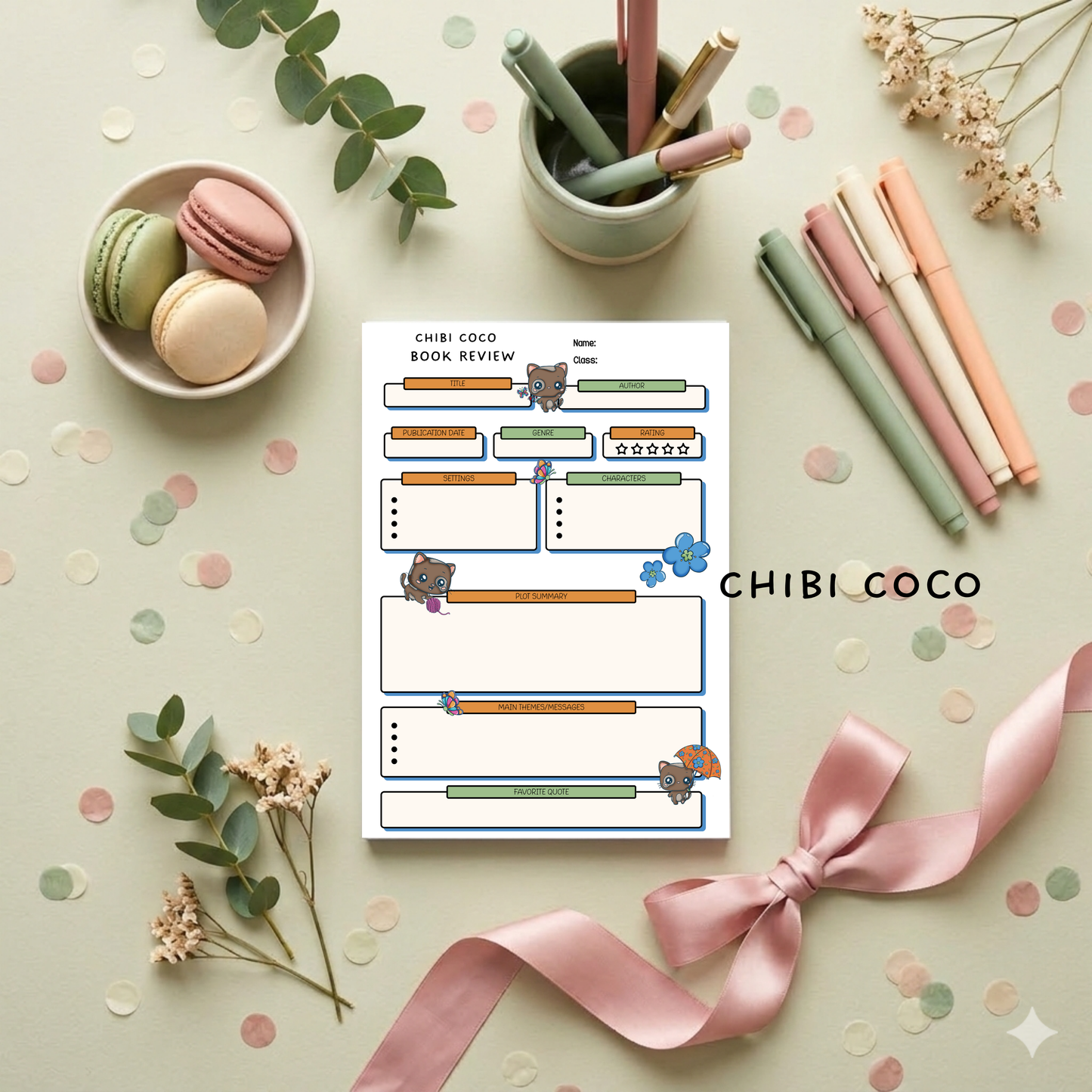 Kawaii Book Review Notepads, Original Artwork & Design
