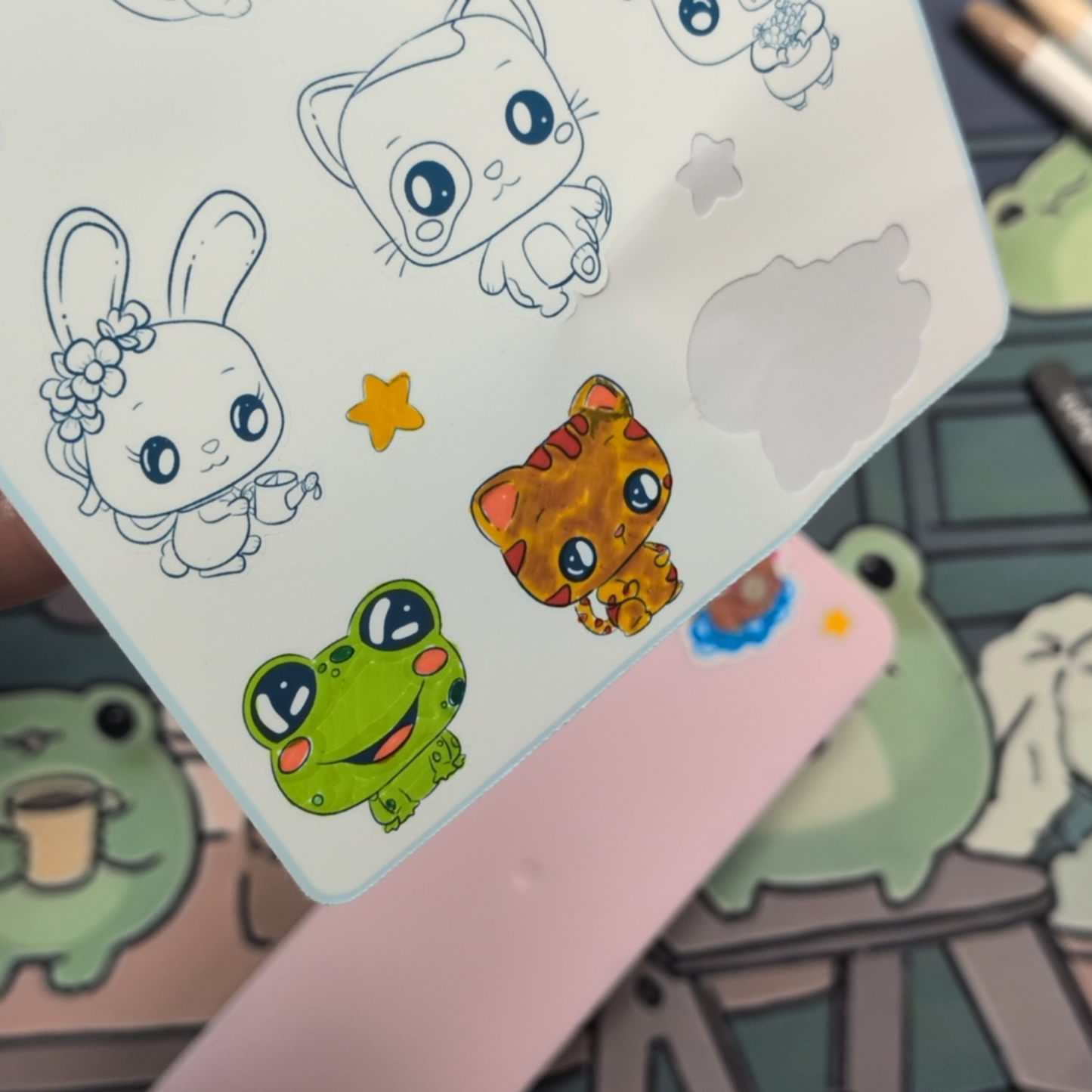 Kawaii Kami Character Color Me Sticker Sheet