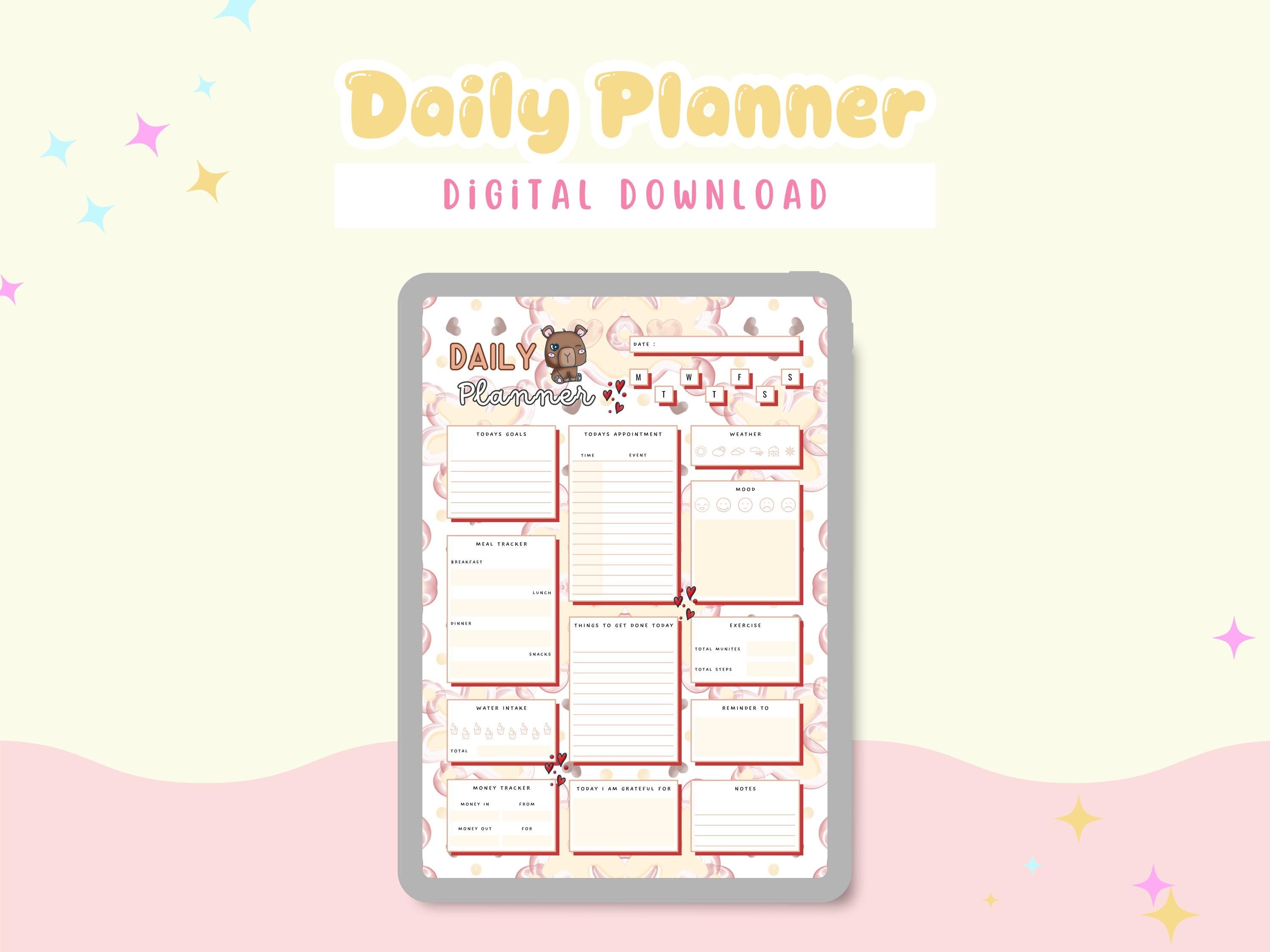 Kawaii Capybara Daily Planner, Theme (Digital Download