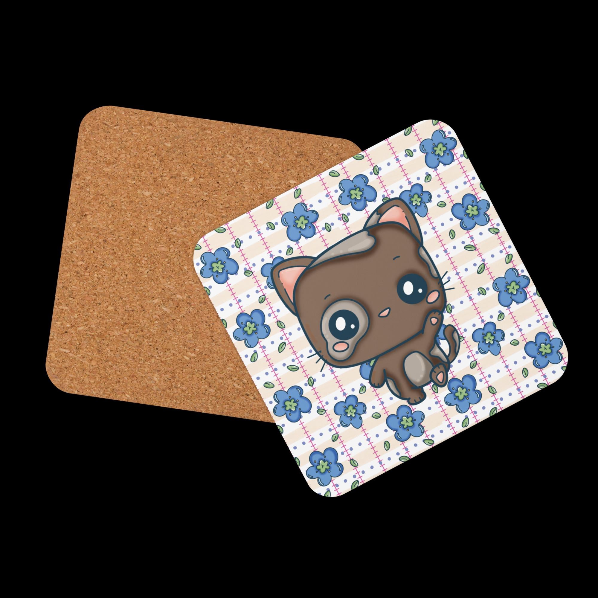Kawaii Cat Cork-back coaster