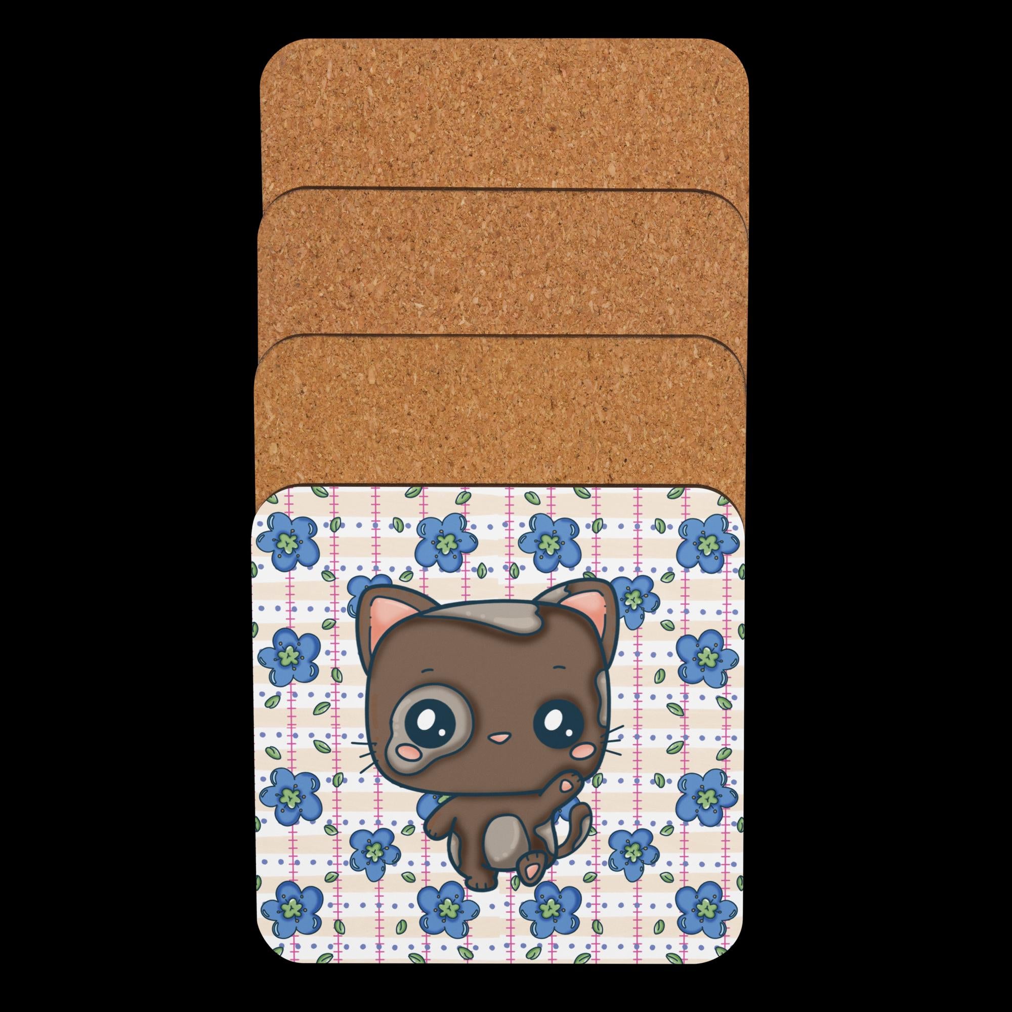 Kawaii Cat Cork-back coaster