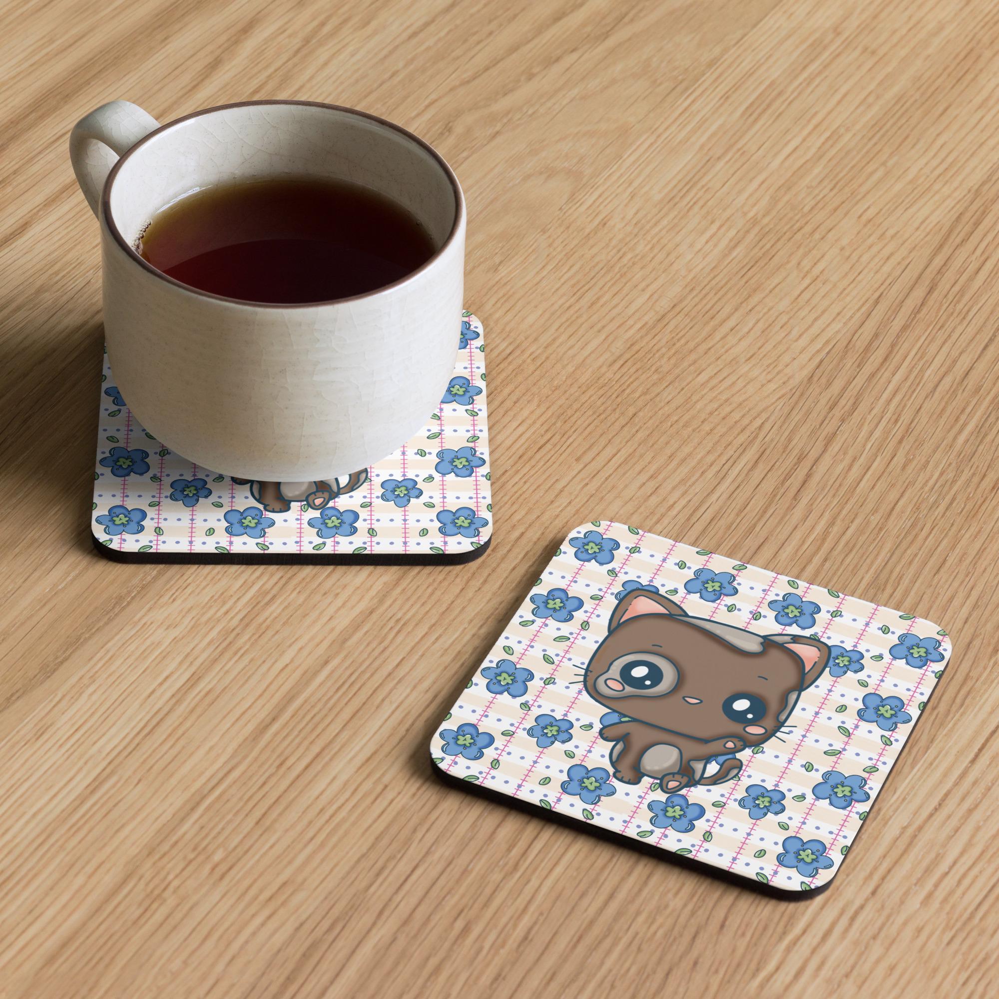 Kawaii Cat Cork-back coaster