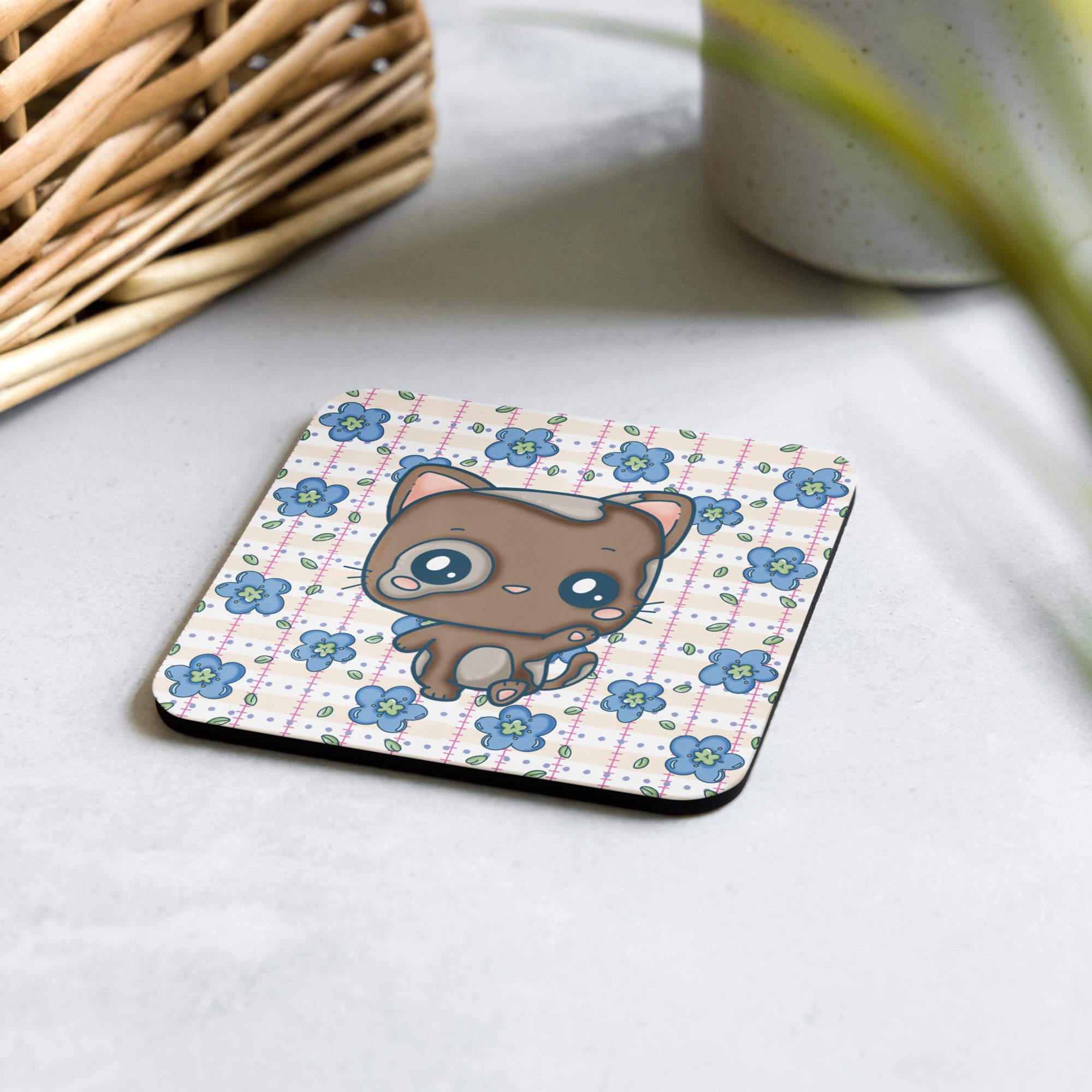 Kawaii Cat Cork-back coaster