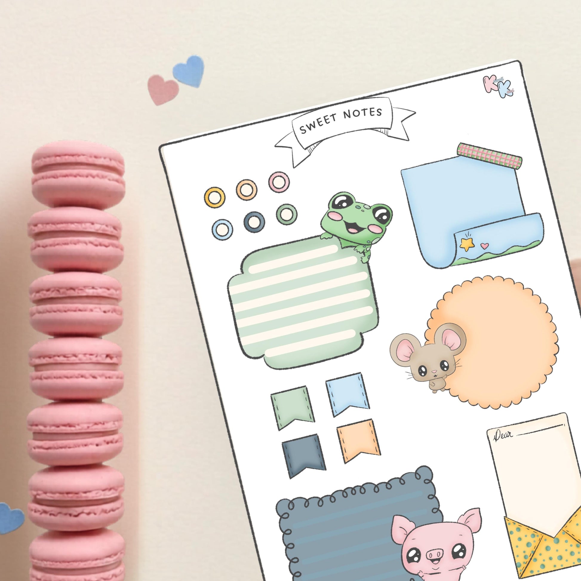 Sweet Notes Kawaii Writable Sticker Sheet