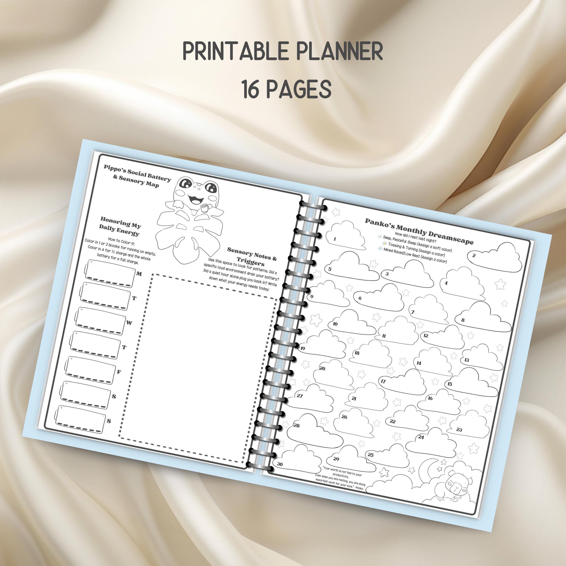 Printable Interactive Sanctuary Journal Bundle/Kindness Crew Mental Health Planner & Affirmation Cards