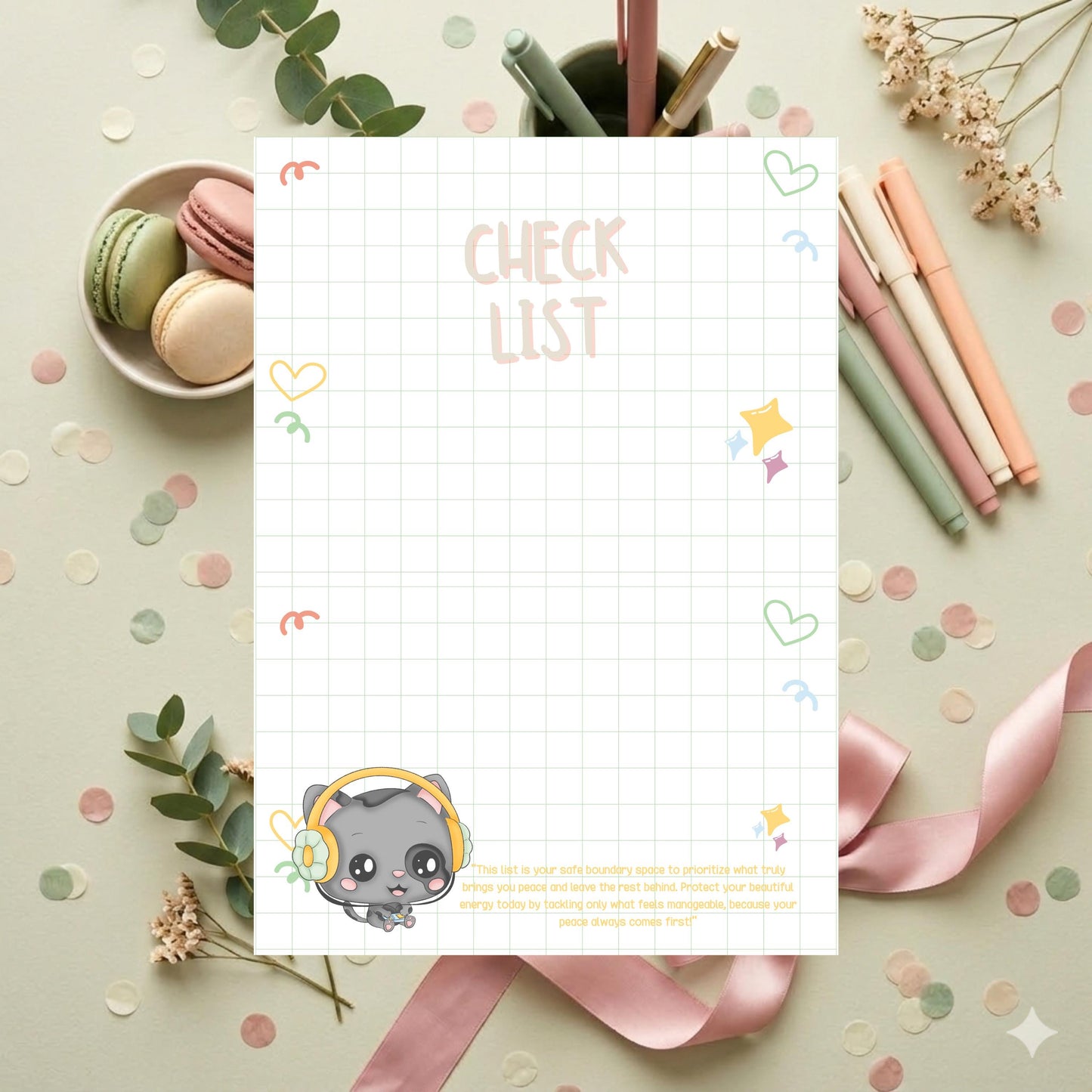 Chibi Coco Kawaii Cat Checklist Notepad