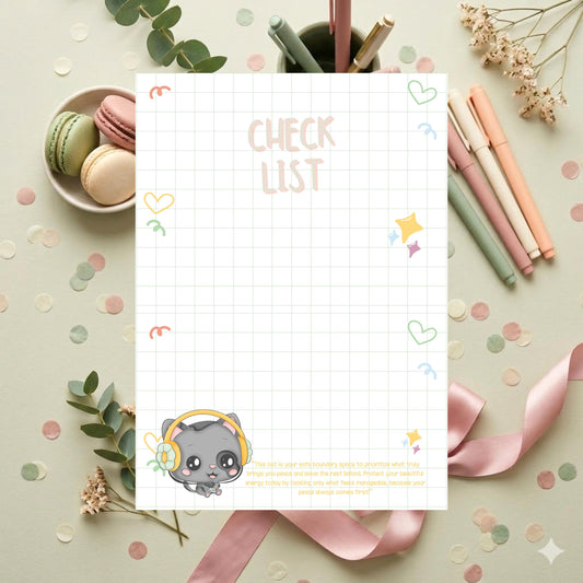 Chibi Coco Kawaii Cat Checklist Notepad