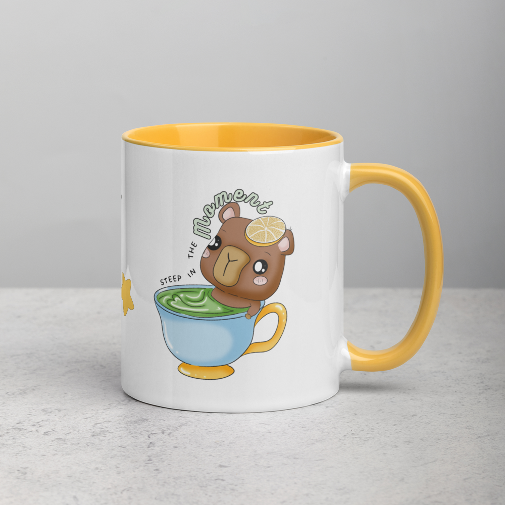 Kawaii Capybara Tea Mug with Color Inside