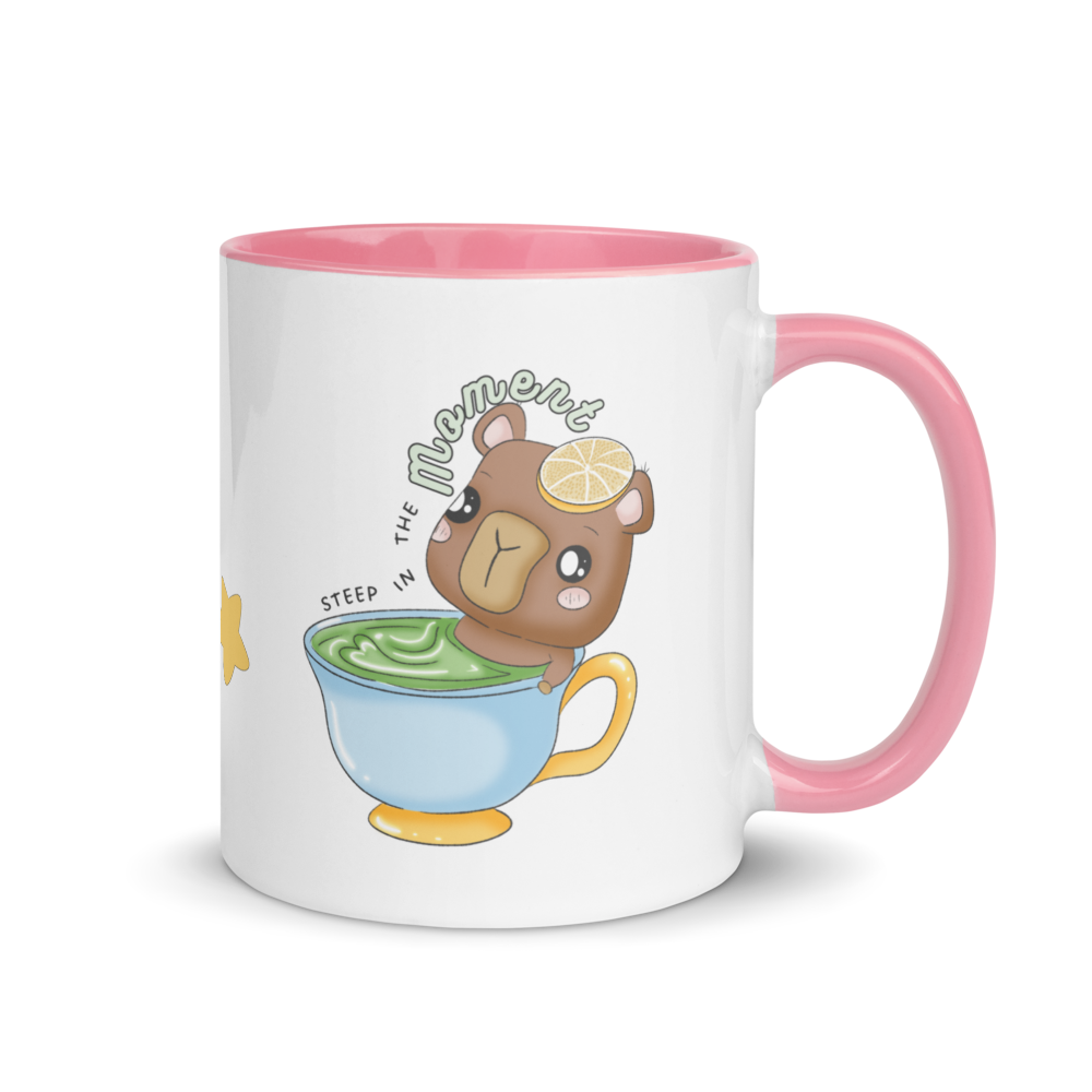 Kawaii Capybara Tea Mug with Color Inside